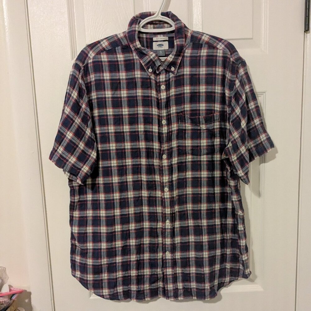Old Navy short sleeve button down plaid shirt size XL